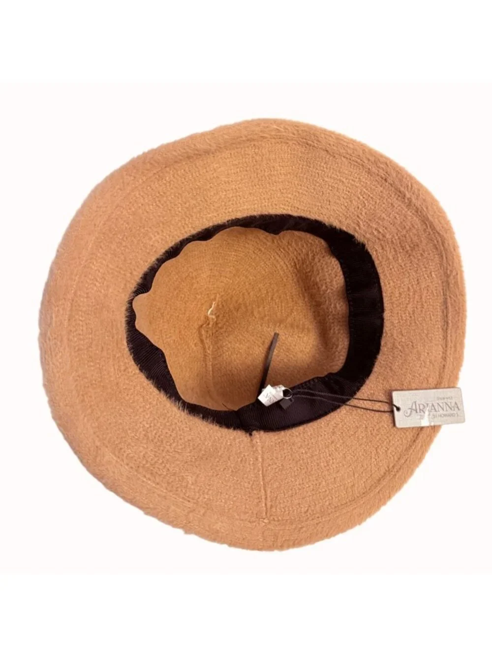 Arianna By Howards Fuzzy Cloche Hat Camel Brown Bow Winter Fall Cozy Boutique